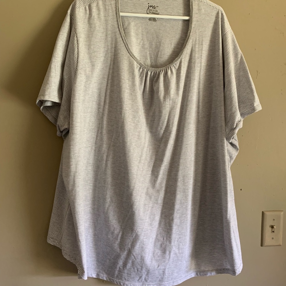 ☀️ Women’s Plus Size 5X White Striped Top / Blouse